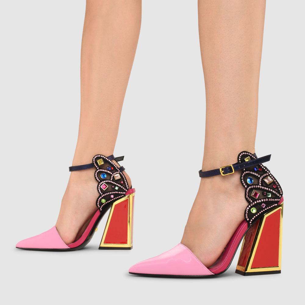 Kat Maconie Naira Sandals RS23 KICKER FRAME HEEL Wild Rose/Multi