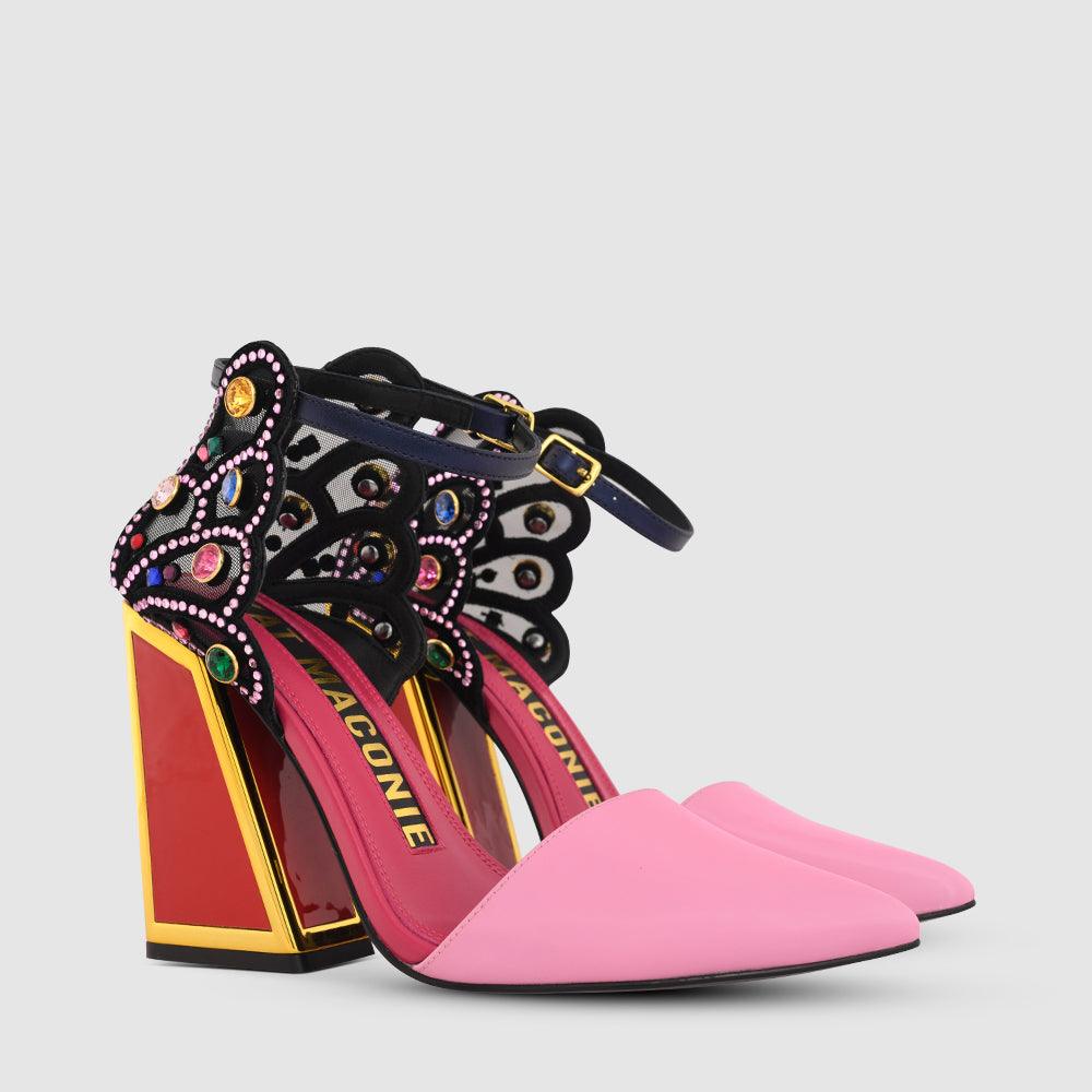 Kat Maconie Naira Sandals RS23 KICKER FRAME HEEL Wild Rose/Multi