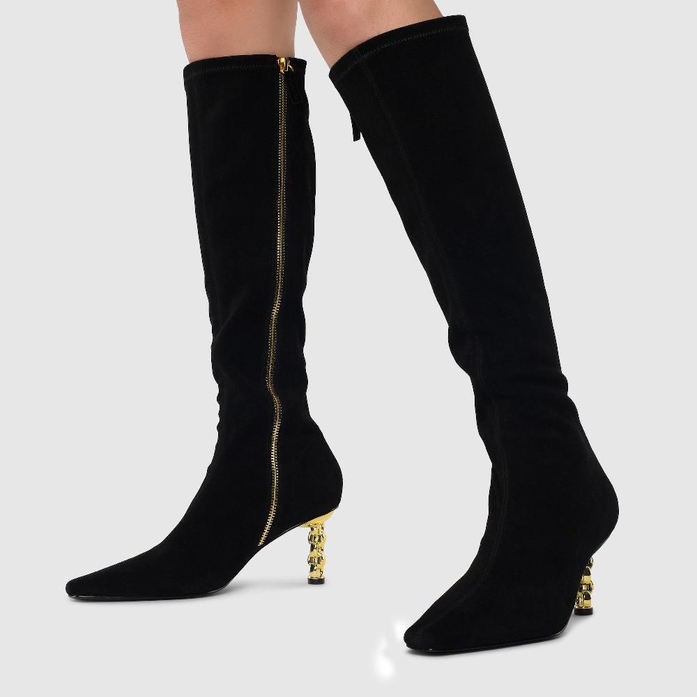 Kat Maconie Neema Boots AW23 MULTI CHAIN HEEL Black/Gold