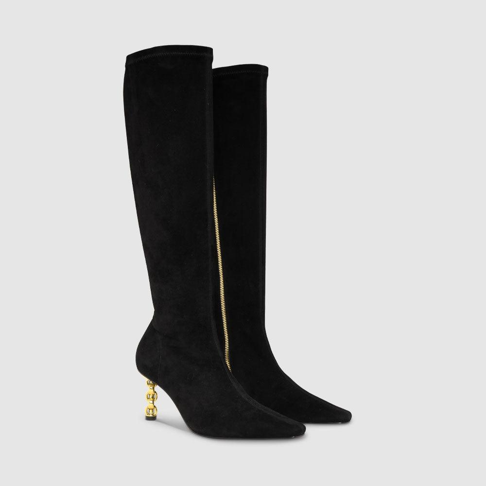 Kat Maconie Neema Boots AW23 MULTI CHAIN HEEL Black/Gold