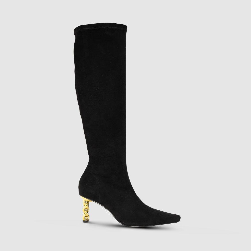 kat maconie Neema Boots AW23 MULTI CHAIN HEEL Black/Gold