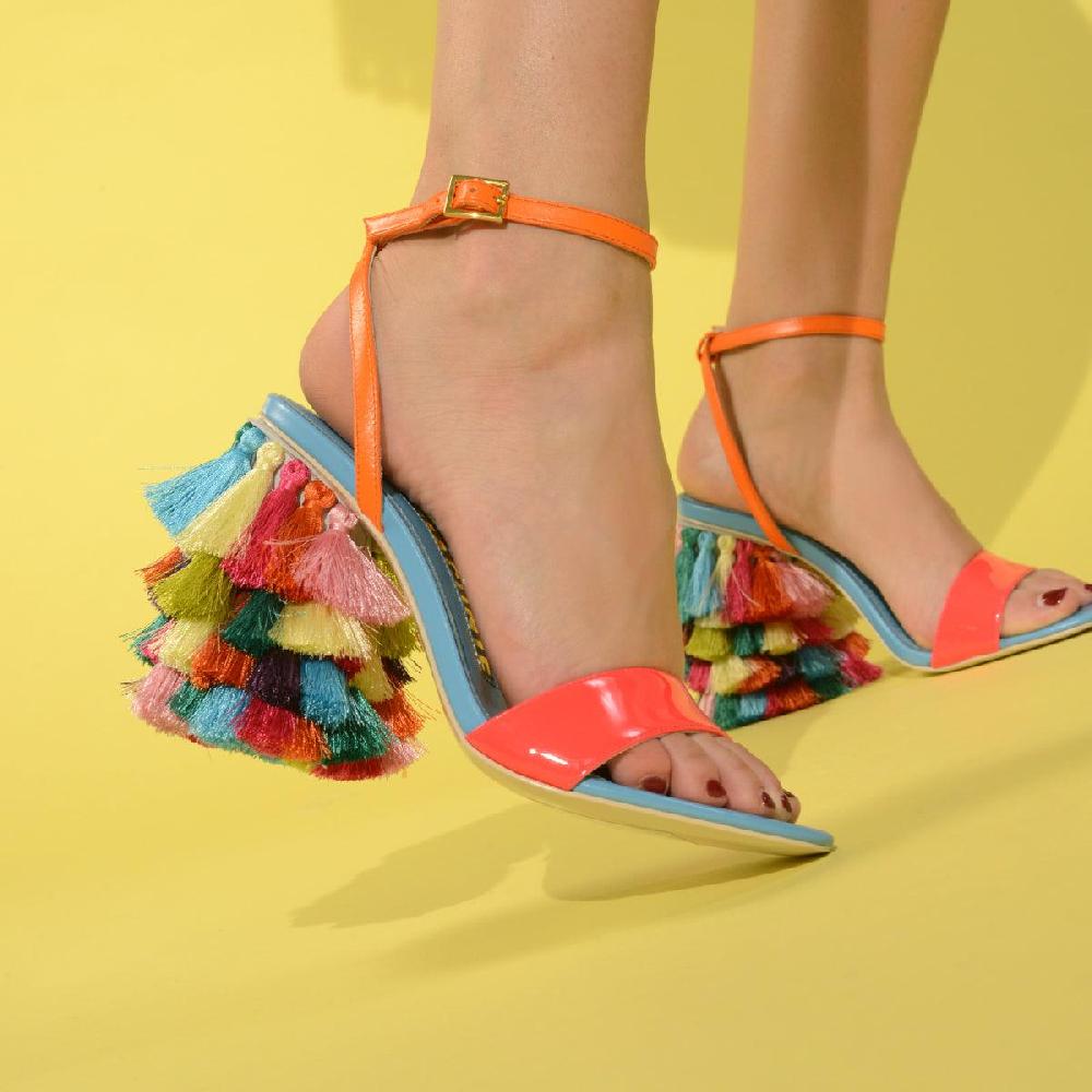 Kat Maconie Olive Sandals PF23 CYLINDER HEEL Flared Red