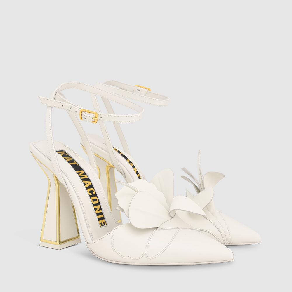 Kat Maconie Rafi Pumps SS23 HOURGLASS HEEL PUMPS Blanc