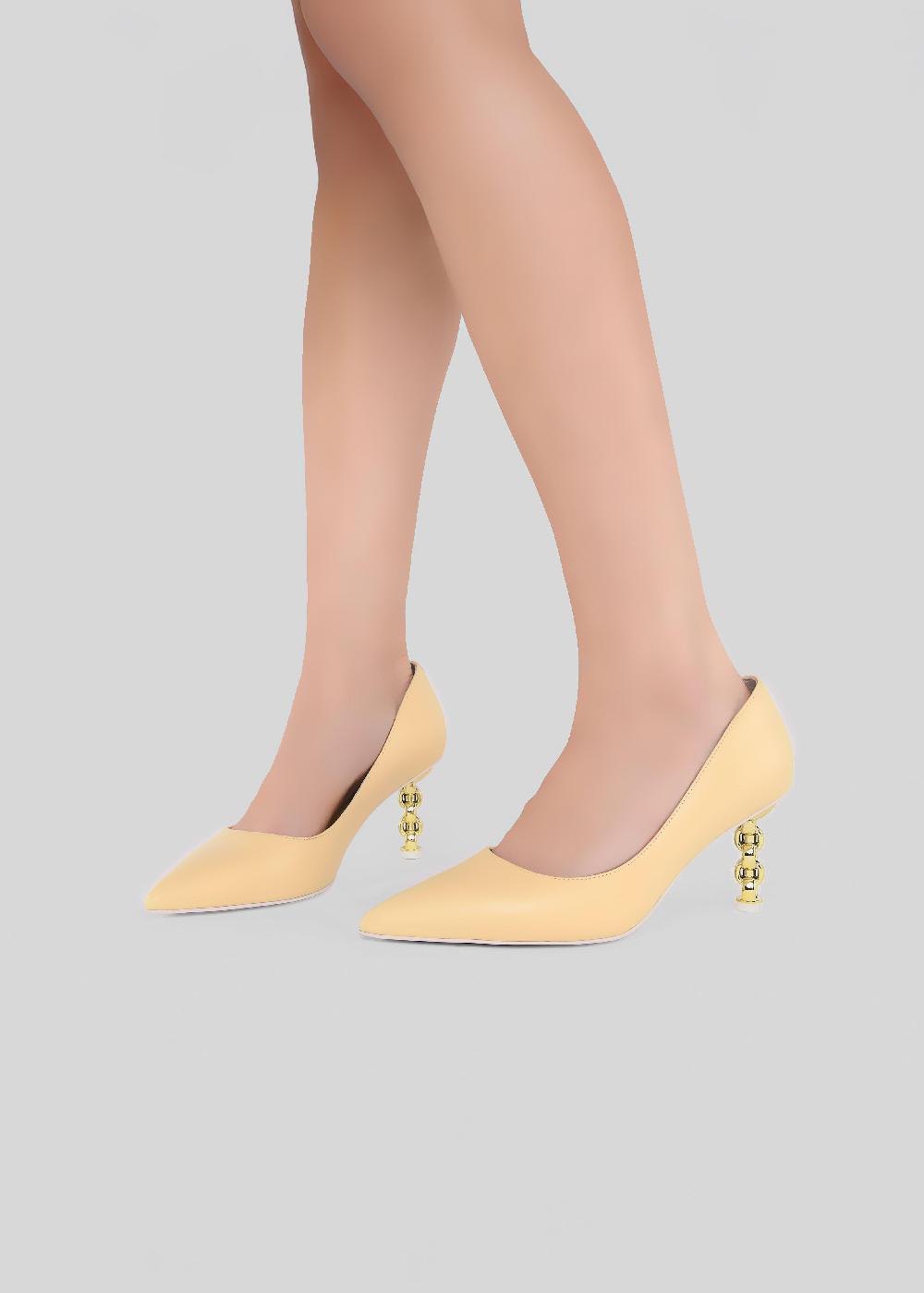 Kat Maconie Rei Pumps SS23 MID CHILETTO PUMPS Vanilla