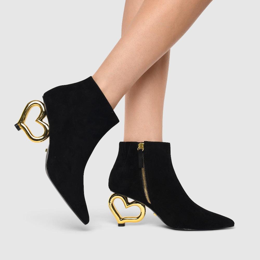 Kat Maconie Rhea Boots AW23 HEART CHAIN HEEL Black/Gold