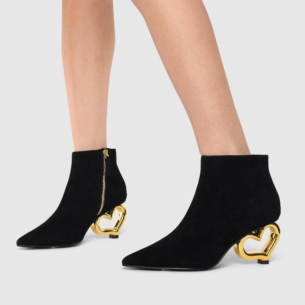 Kat Maconie Rhea Boots AW23 HEART CHAIN HEEL Black/Gold