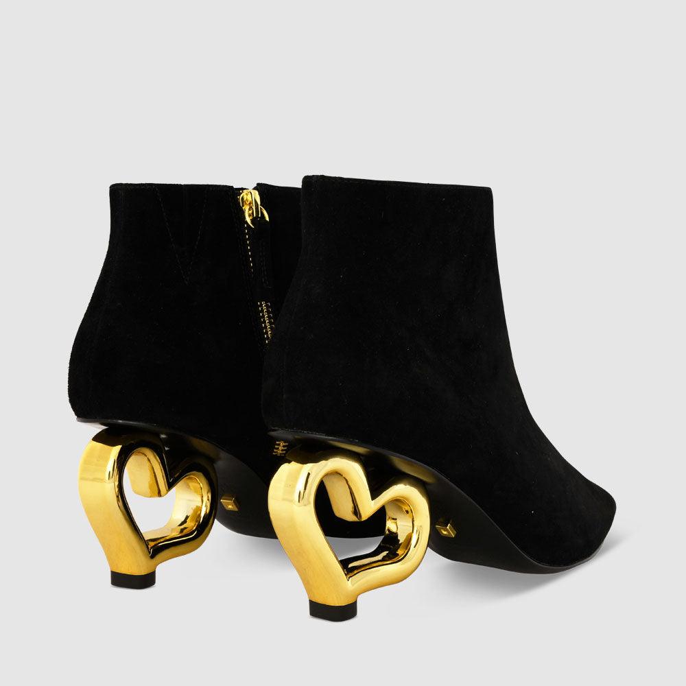 Kat Maconie Rhea Boots AW23 HEART CHAIN HEEL Black/Gold