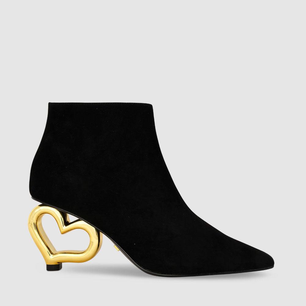 kat maconie Rhea Boots AW23 HEART CHAIN HEEL Black/Gold