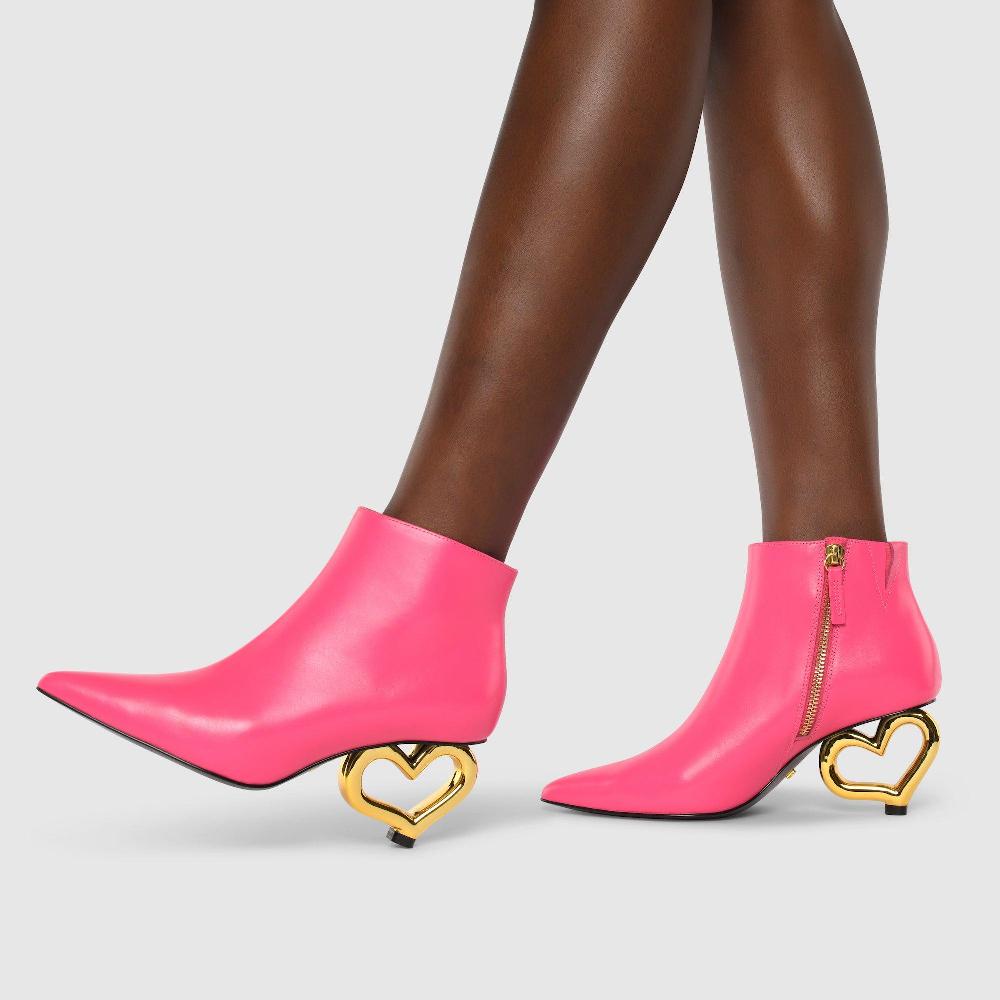 Kat Maconie Rhea Boots AW23 HEART CHAIN HEEL Luminous Pink
