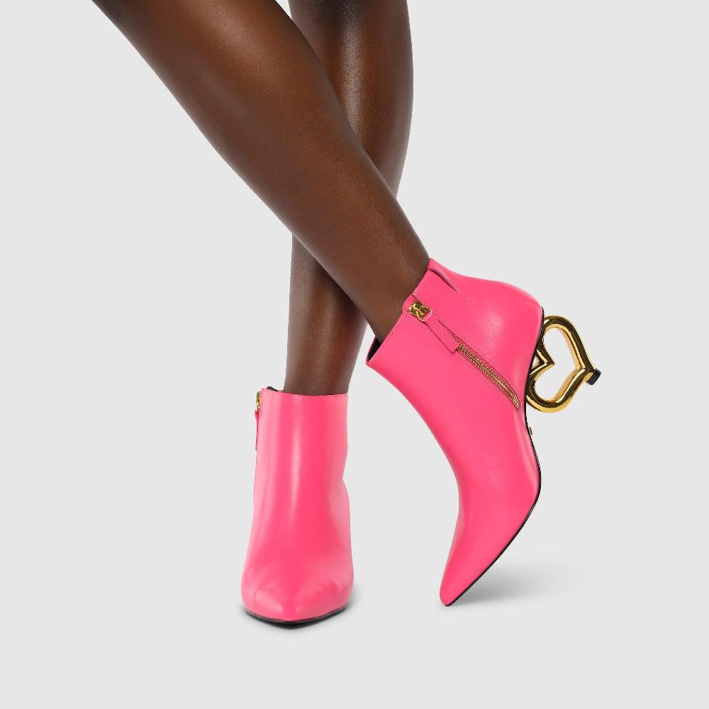 Kat Maconie Rhea Boots AW23 HEART CHAIN HEEL Luminous Pink