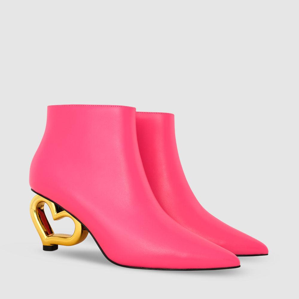 Kat Maconie Rhea Boots AW23 HEART CHAIN HEEL Luminous Pink
