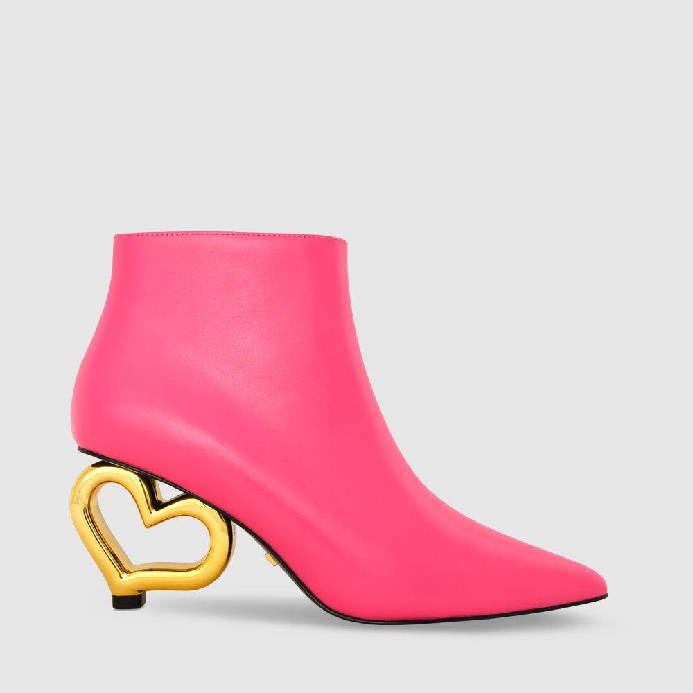 kat maconie Rhea Boots AW23 HEART CHAIN HEEL Luminous Pink