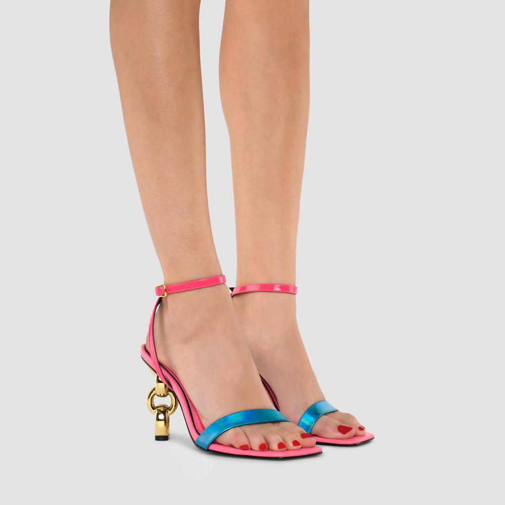 Kat Maconie Riri Sandals AW22 MULTI CHAIN HEEL SANDAL Aqua Iridecent/Multi