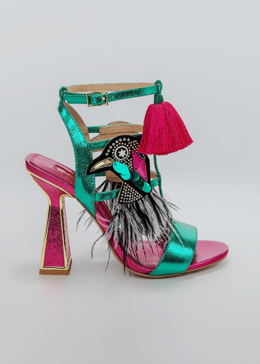 Kat Maconie ROH SANDALS SS25 HOURGLASS HEEL Green/Fuschia