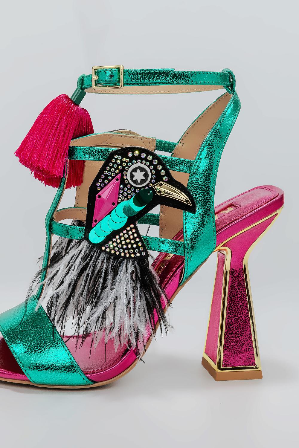 Kat Maconie ROH SANDALS SS25 HOURGLASS HEEL Green/Fuschia