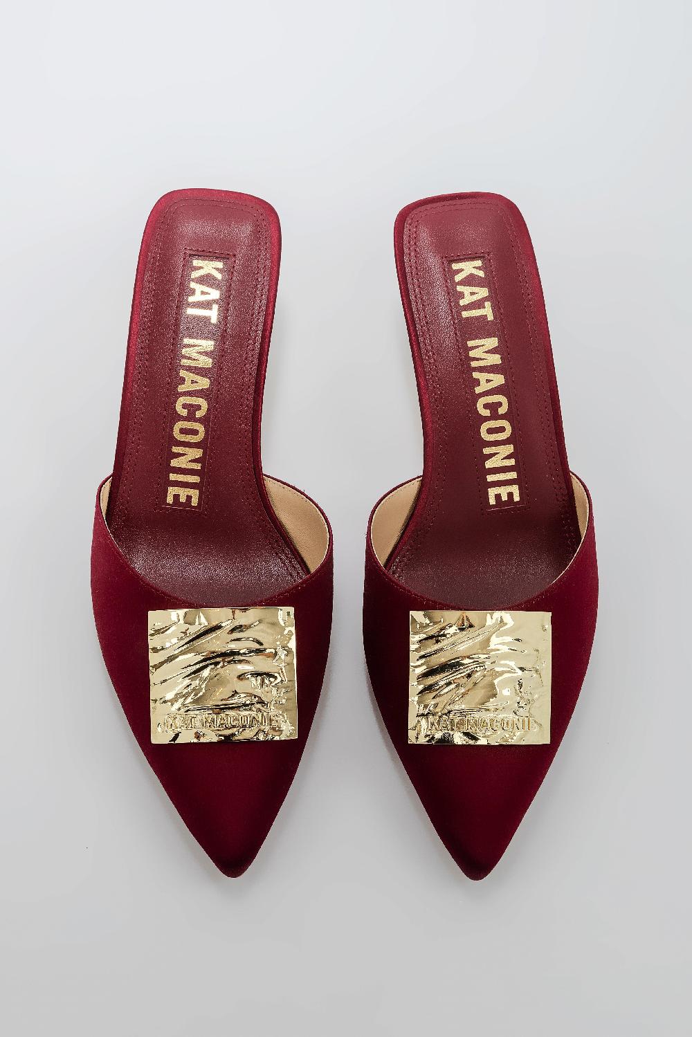 Kat Maconie Rosemin Mules SS25 KITTEN HEEL Burgundy