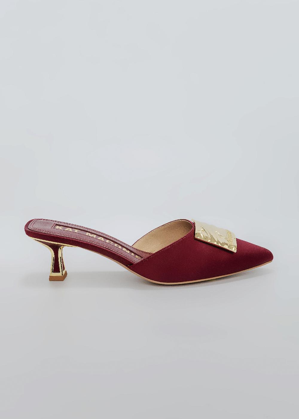 kat maconie Rosemin Mules SS25 KITTEN HEEL Burgundy