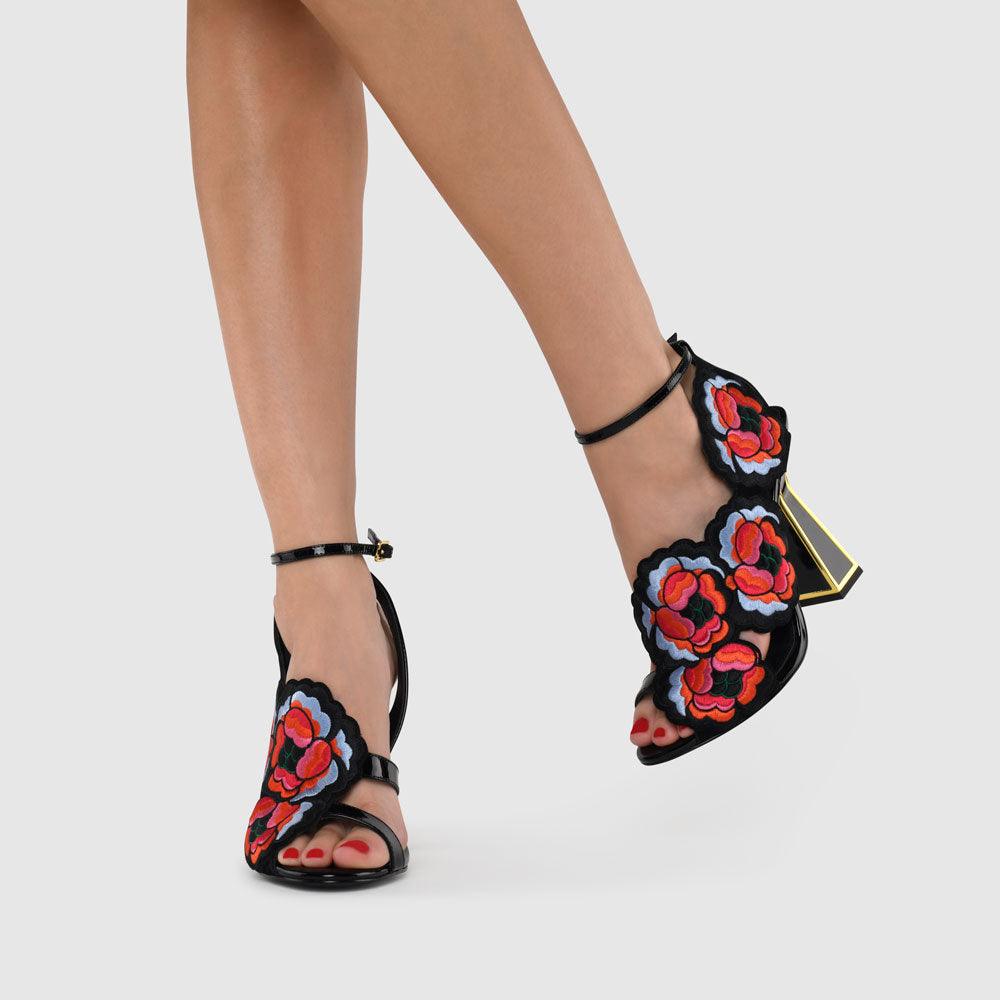 Kat Maconie Rosie Sandals AW22 HOURGLASS HEEL Black/Multi