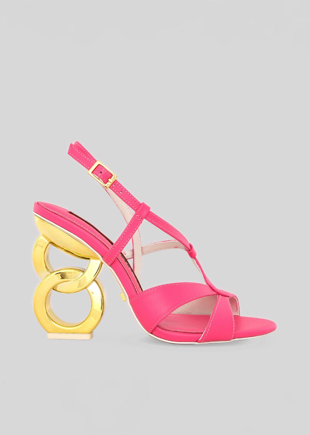 kat maconie Rylie Sandals SS23 DOUBLE CHAIN HEEL SANDALS Fuchsia