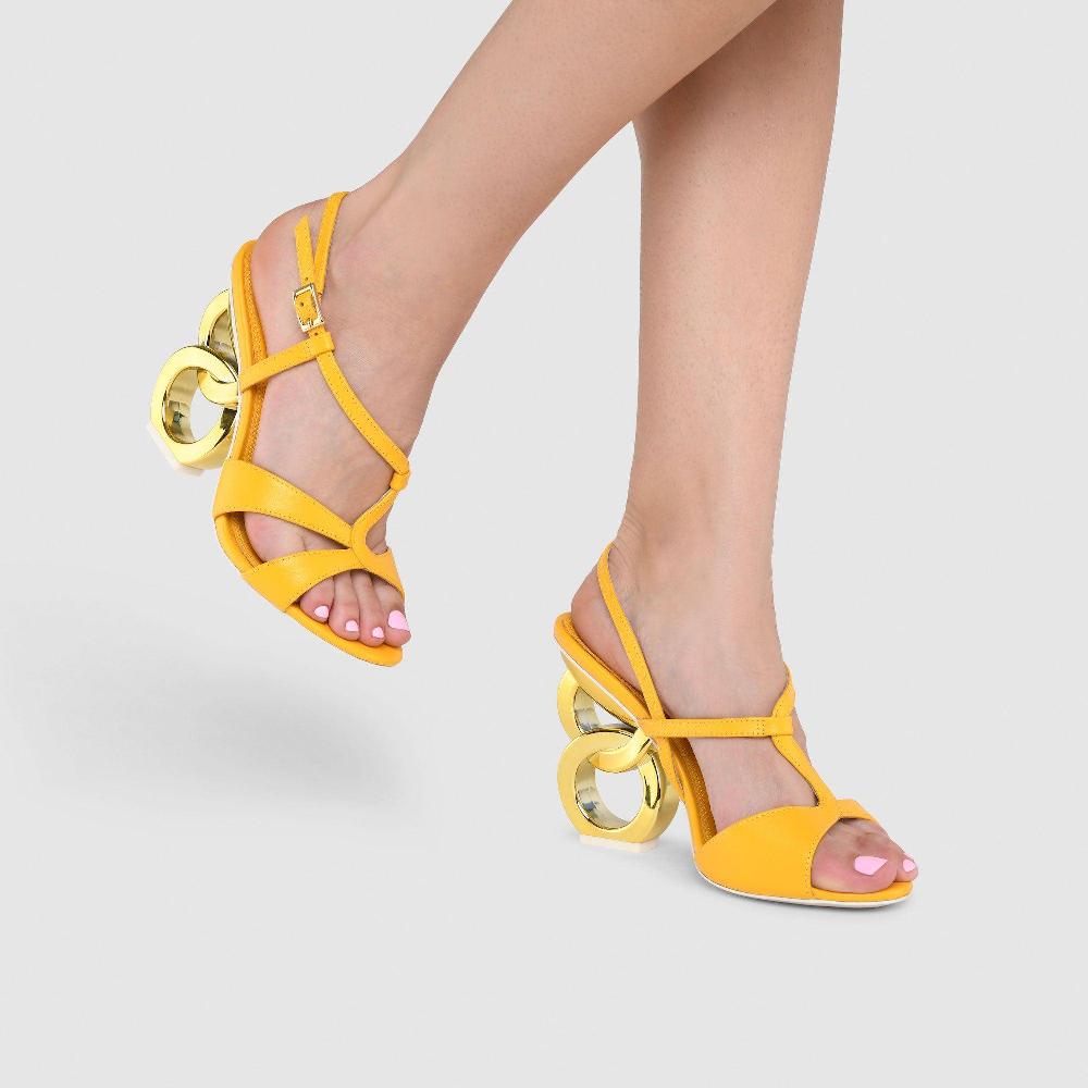 Kat Maconie Rylie Sandals SS23 DOUBLE CHAIN HEEL SANDALS Sunny