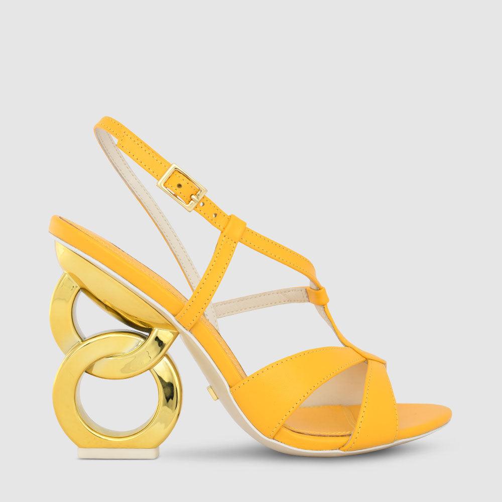 kat maconie Rylie Sandals SS23 DOUBLE CHAIN HEEL SANDALS Sunny