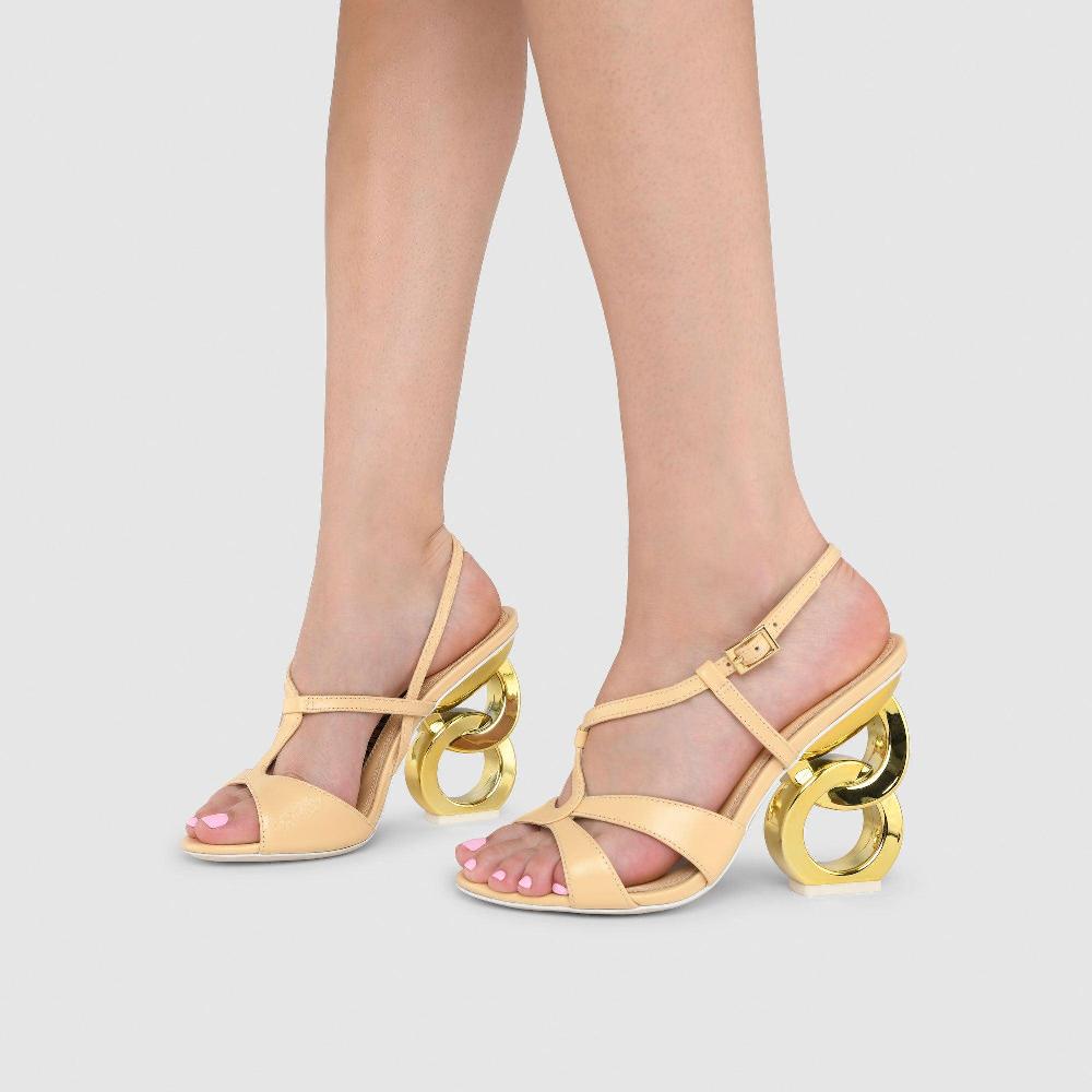 Kat Maconie Rylie Sandals SS23 DOUBLE CHAIN HEEL SANDALS Vanilla