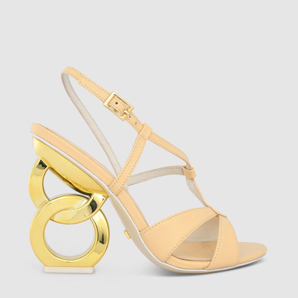 kat maconie Rylie Sandals SS23 DOUBLE CHAIN HEEL SANDALS Vanilla
