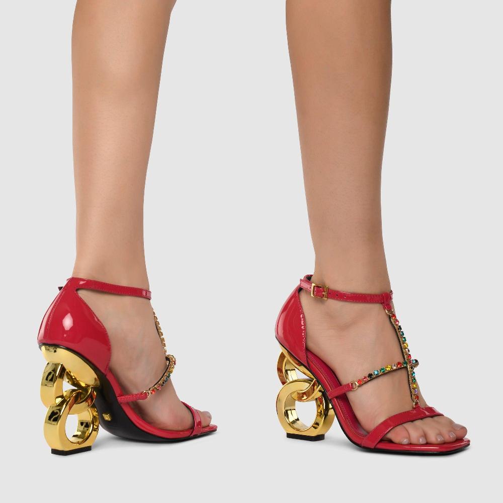 Kat Maconie Sadia Sandals RS23 DOUBLE CHAIN HEEL Fuchsia