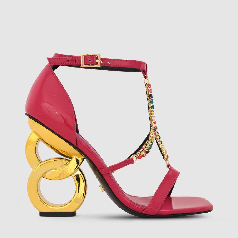 kat maconie Sadia Sandals RS23 DOUBLE CHAIN HEEL Fuchsia