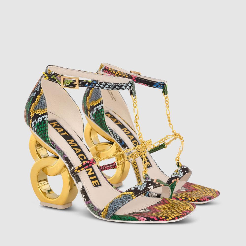 Kat Maconie Sadia Sandals SS22 Chain Heel Sandals Snake