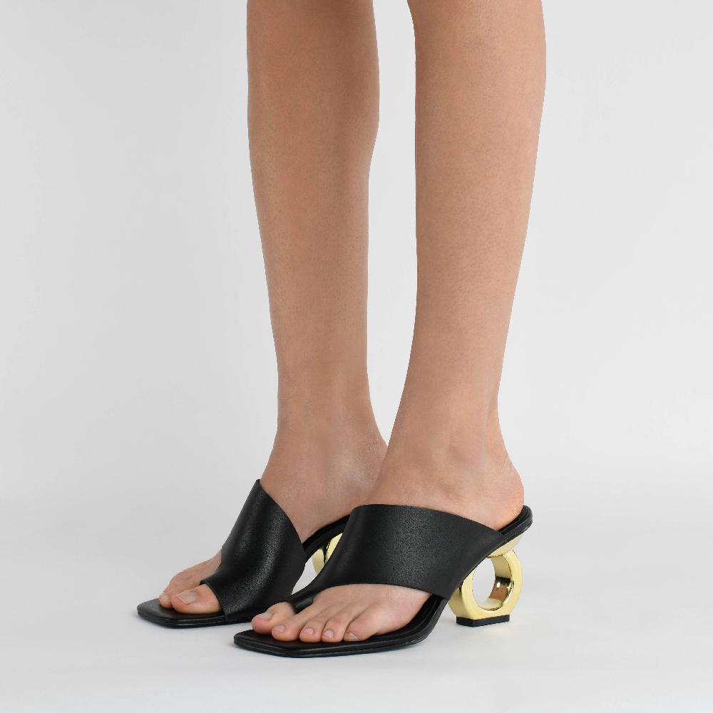 Kat Maconie Sigrid Sandals SS20 SINGLE CHAIN HEEL Black/Gold
