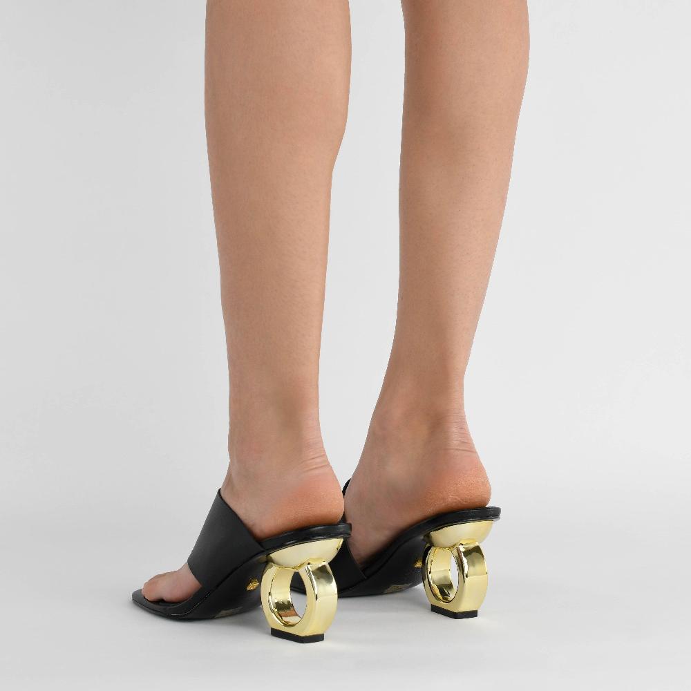 Kat Maconie Sigrid Sandals SS20 SINGLE CHAIN HEEL Black/Gold
