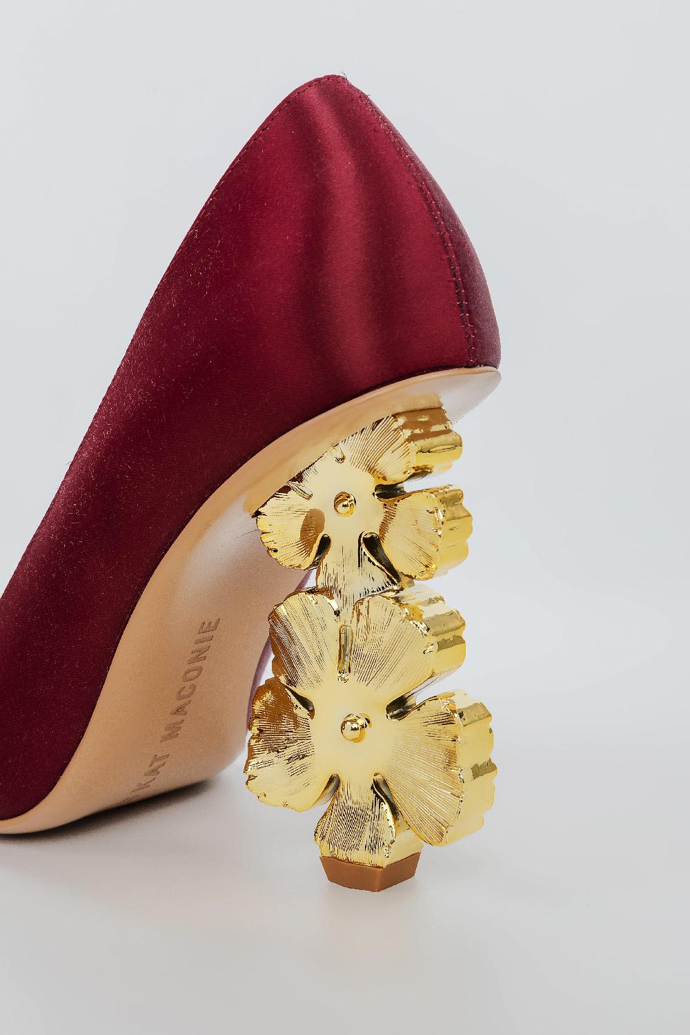 Kat Maconie Sonam Pumps SS25 SCULPTURAL HEEL Burgundy