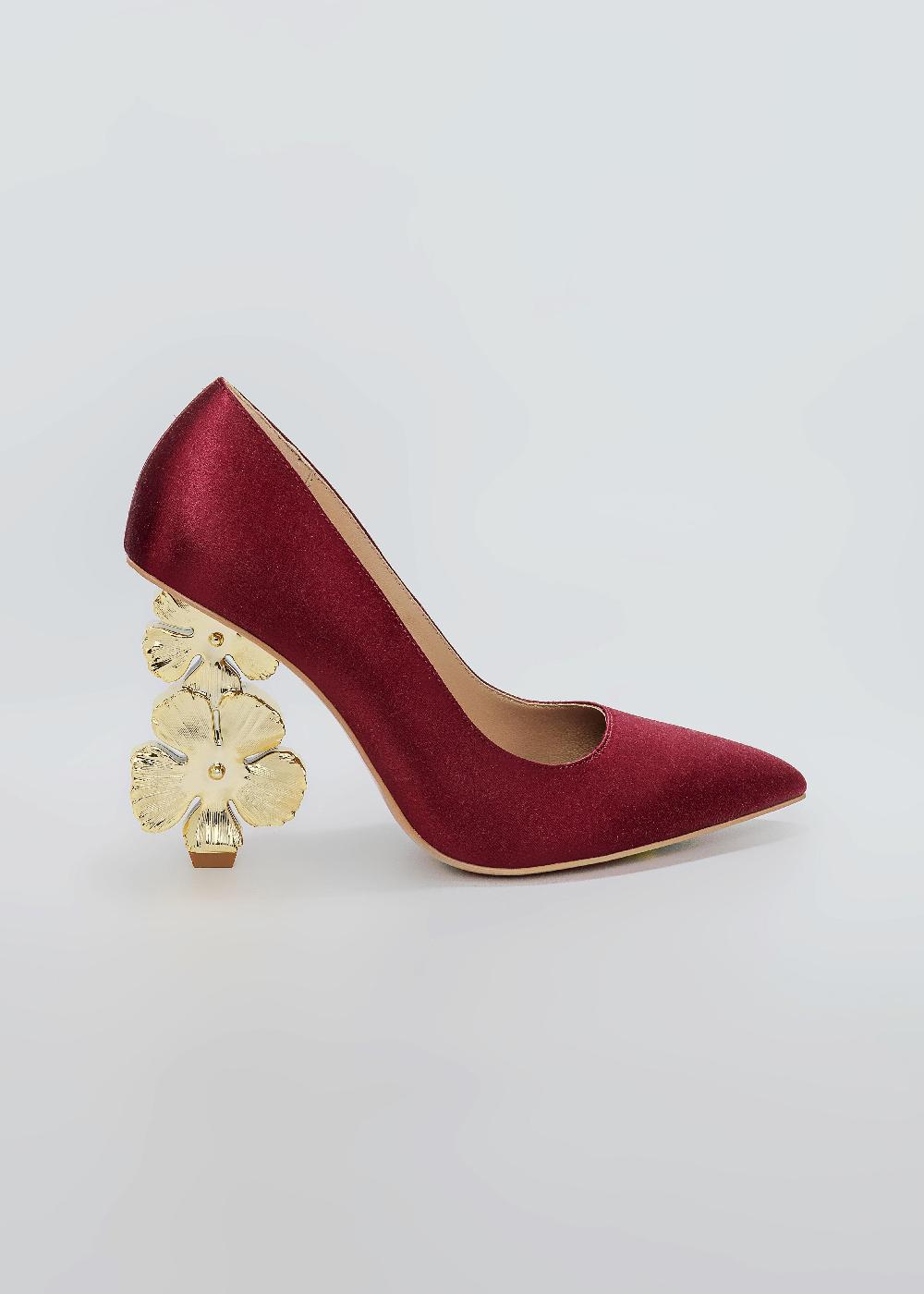 kat maconie Sonam Pumps SS25 SCULPTURAL HEEL Burgundy