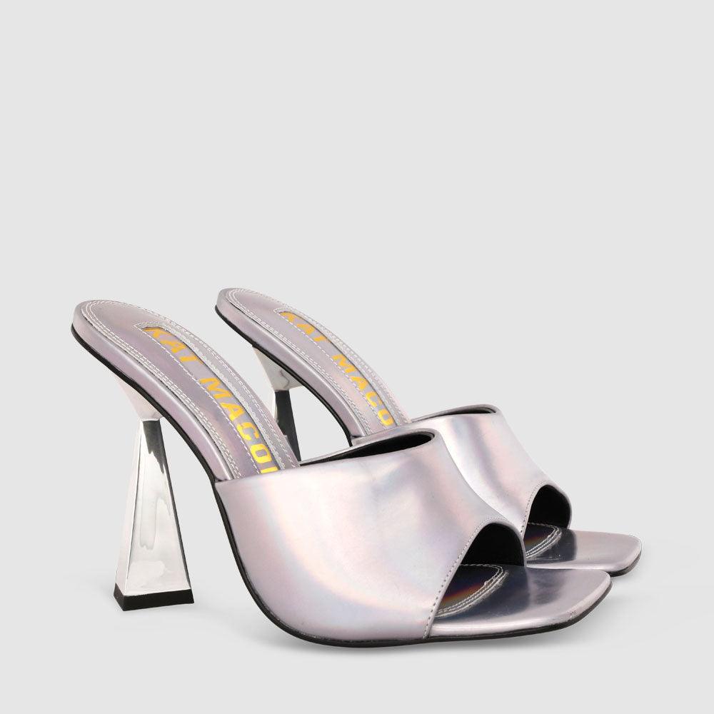 Kat Maconie Stevie Mules AW23 SHARD HEEL SANDAL Iridecent Rock