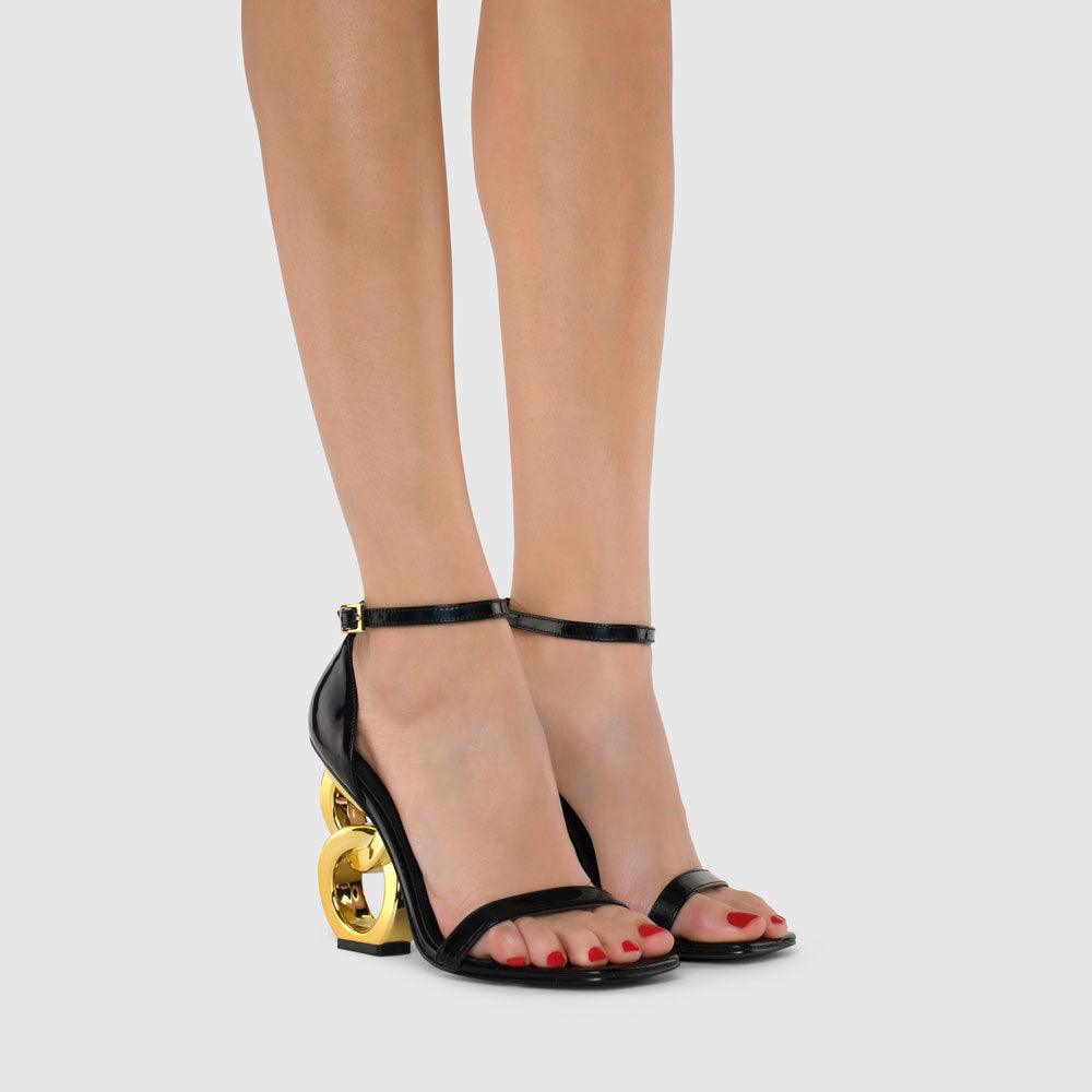 Kat Maconie Suzu Sandals AW22 DOUBLE CHAIN HEEL SANDAL Iridescent Black