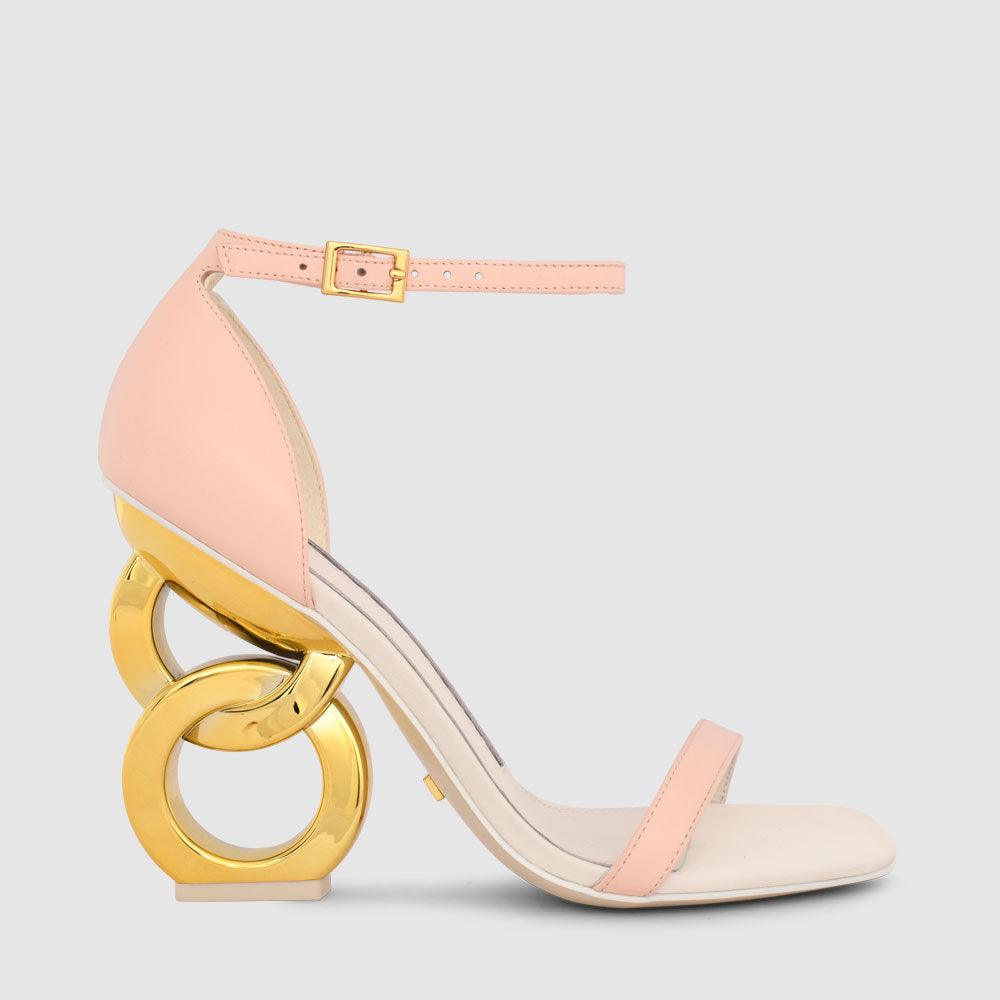 kat maconie Suzu Sandals SS22 Chain Heel Sandals Crystal Pink/Blanc