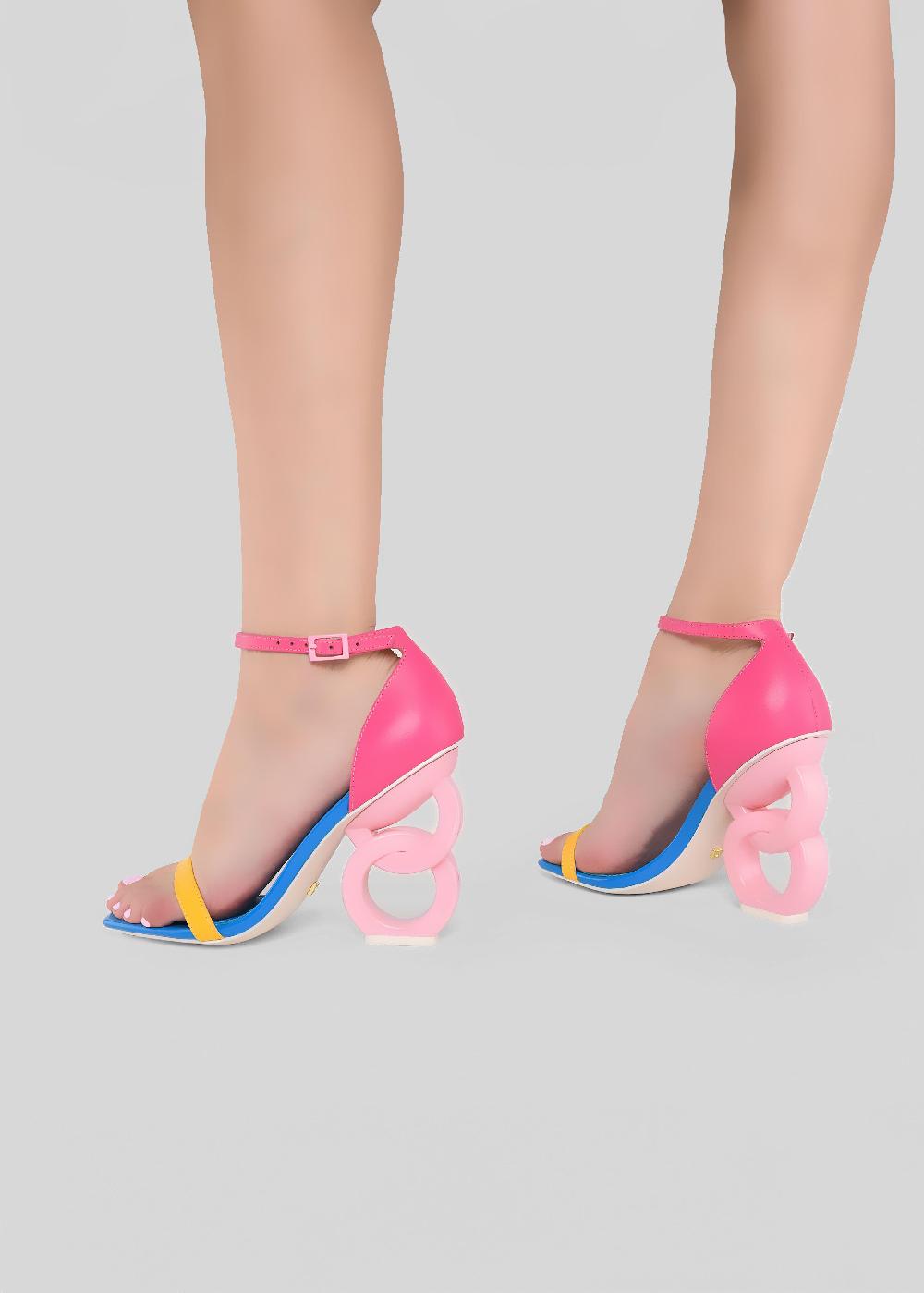 Kat Maconie Suzu Sandals SS23 DOUBLE CHAIN HEEL SANDALS Fuchsia