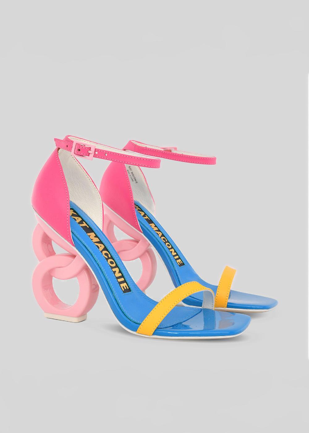 Kat Maconie Suzu Sandals SS23 DOUBLE CHAIN HEEL SANDALS Fuchsia