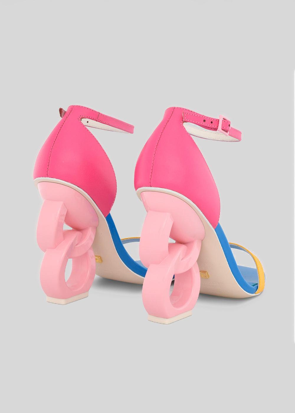 Kat Maconie Suzu Sandals SS23 DOUBLE CHAIN HEEL SANDALS Fuchsia