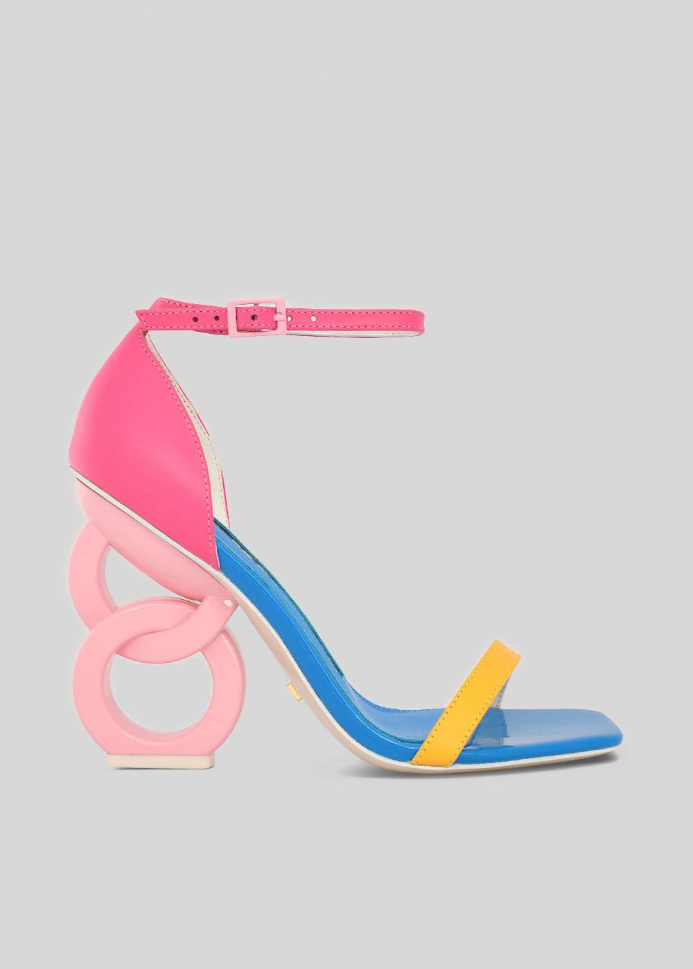 kat maconie Suzu Sandals SS23 DOUBLE CHAIN HEEL SANDALS Fuchsia