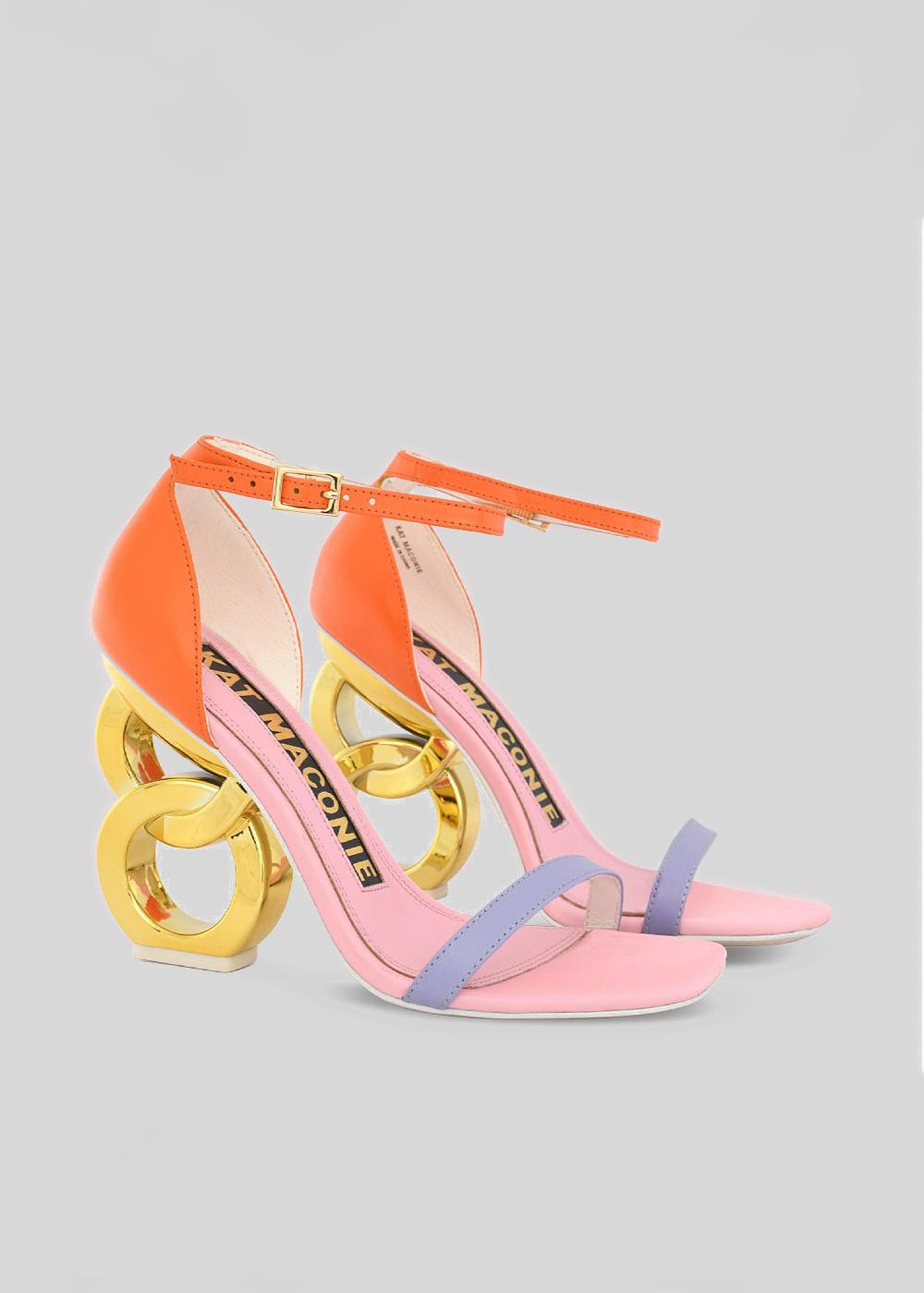 Kat Maconie Suzu Sandals SS23 DOUBLE CHAIN HEEL SANDALS Spritz Orange