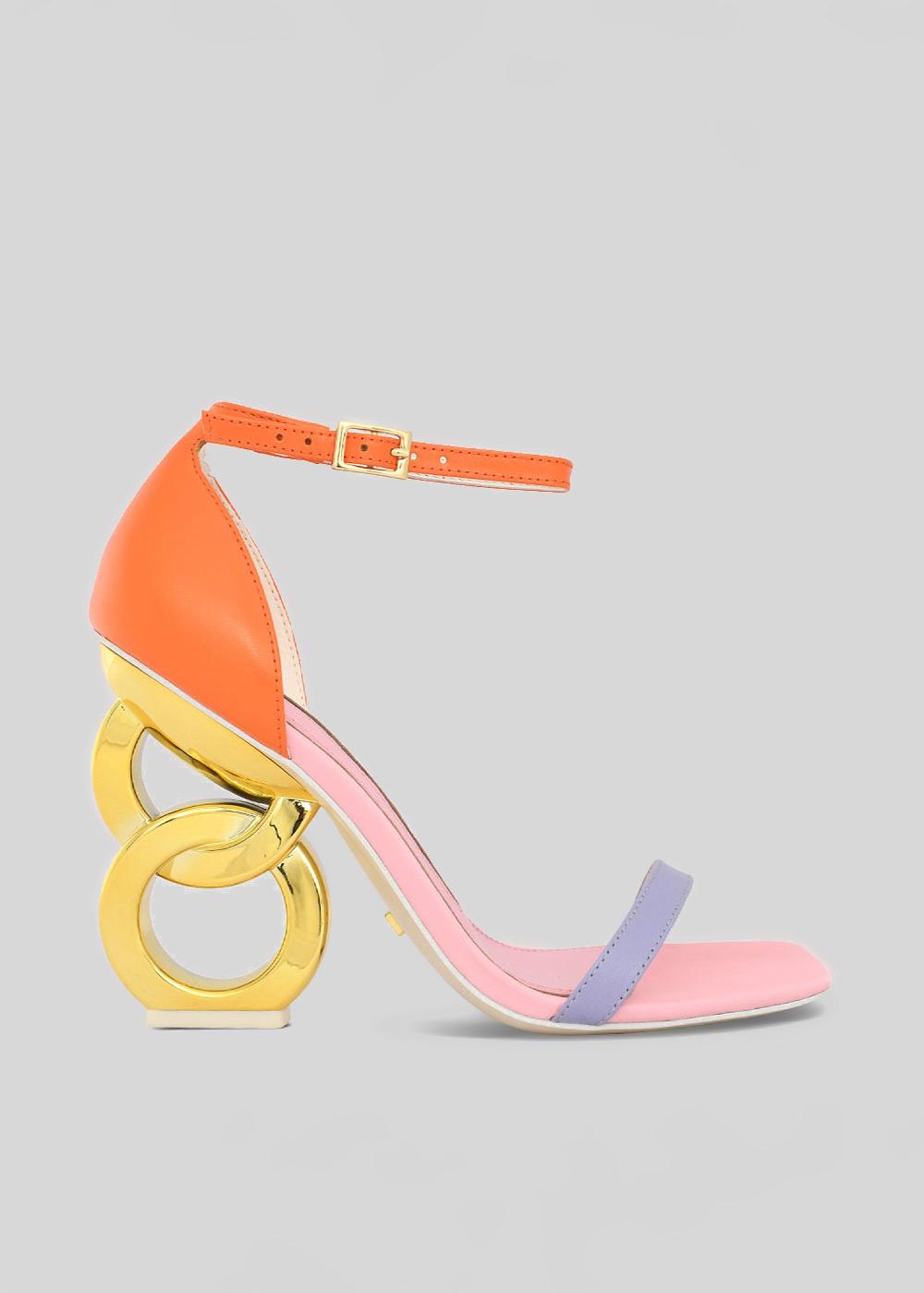 kat maconie Suzu Sandals SS23 DOUBLE CHAIN HEEL SANDALS Spritz Orange