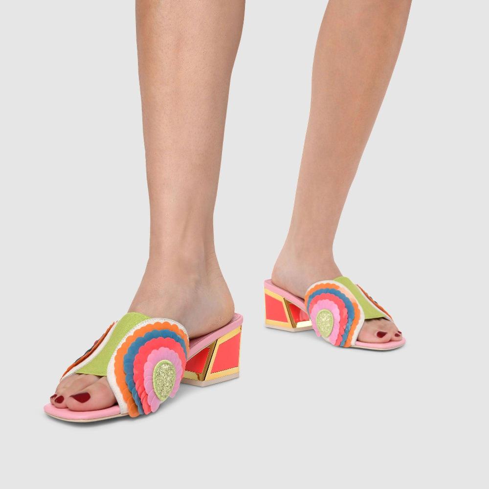 Kat Maconie Vira Sandals PF23 FRAME KICKER HEEL Flared Red/Kiwi