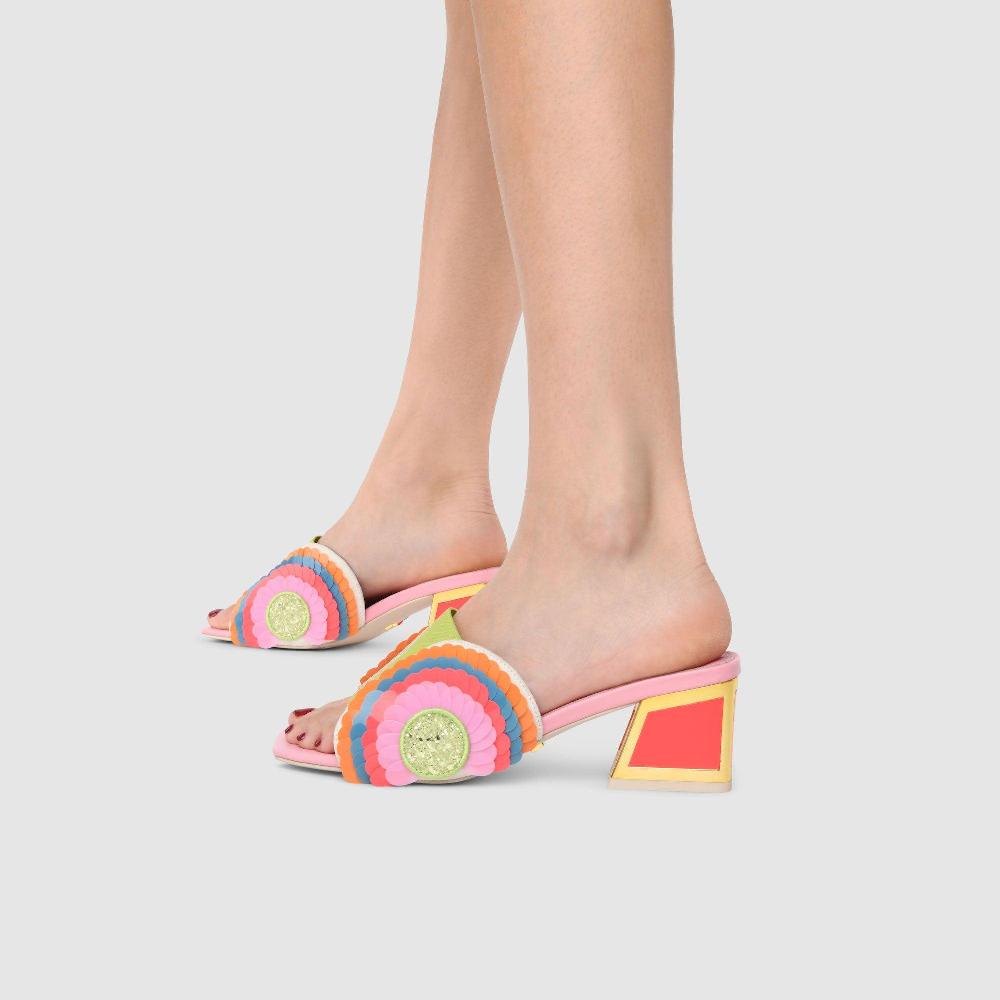 Kat Maconie Vira Sandals PF23 FRAME KICKER HEEL Flared Red/Kiwi