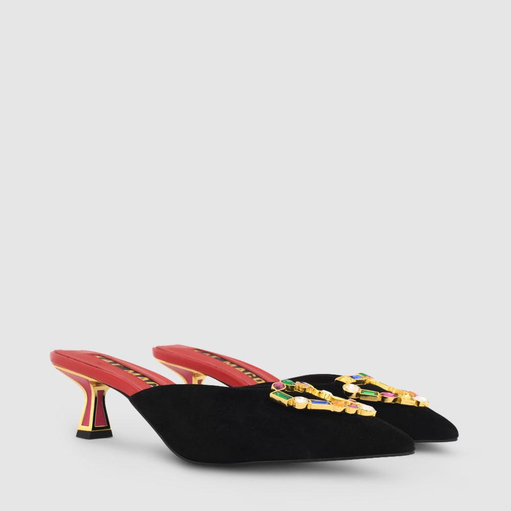 Kat Maconie Zendy Sandals RS23 KITTEN HEEL Black/Multi