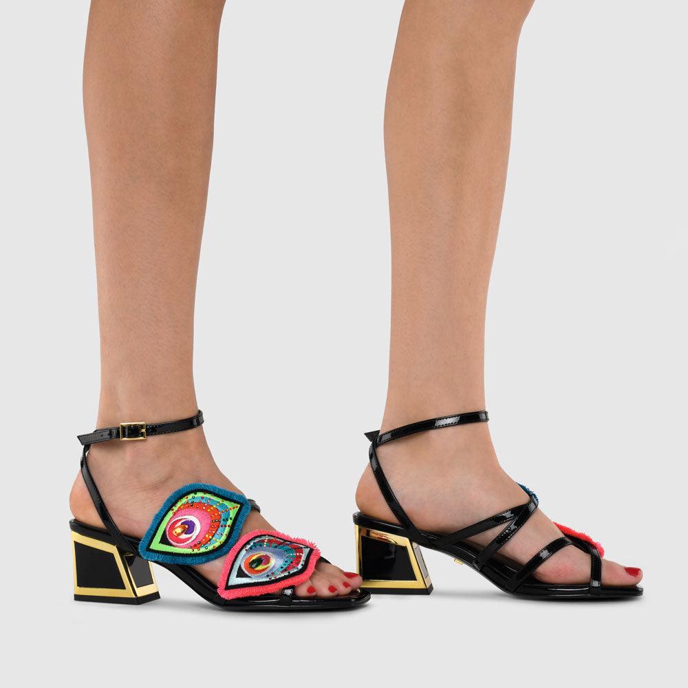 Kat Maconie Zoya Sandals AW22 MID KICKER Black/Multi