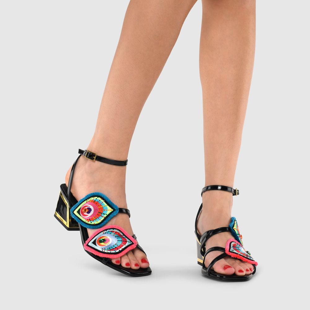 Kat Maconie Zoya Sandals AW22 MID KICKER Black/Multi