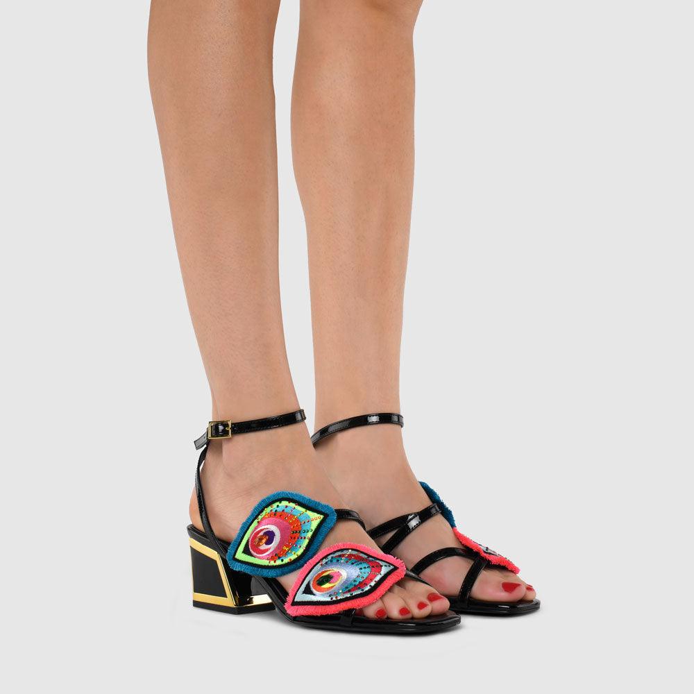 Kat Maconie Zoya Sandals AW22 MID KICKER Black/Multi