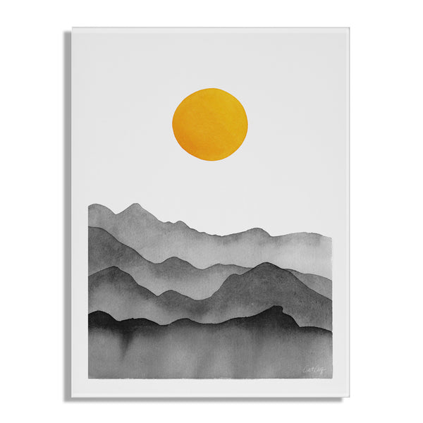 Kate & Laurel Black Yellow Mountain Range Silhouette Floating Acrylic Art By Cat Coquillette